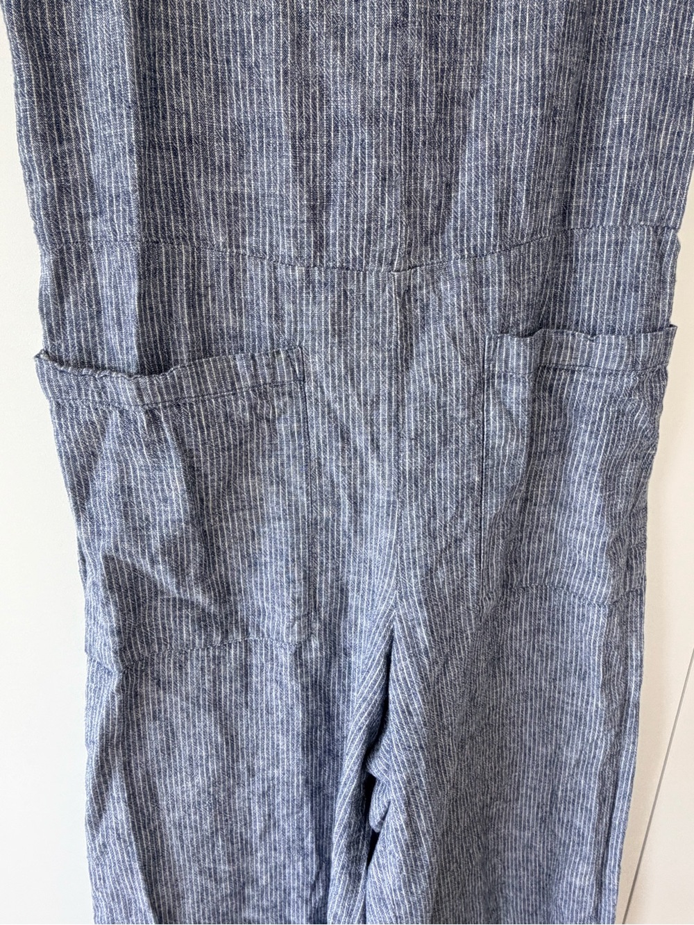 Striped Linen Jumpsuit in Heathered Blue - Picture 3 of 6